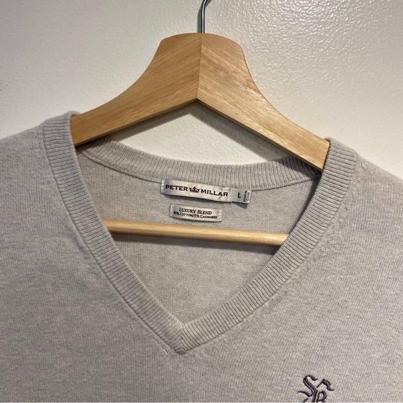 Peter Millar Luxury Blend Stone Gray V Neck Sweater Vest Mens Large - Picture 1 of 7